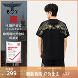 BOY LONDON【金翼凌云】夏季情侣款潮牌男女简约纯棉短袖T恤N01909 黑色 （黑金） XS