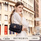 VANESSA HOGAN VH女包茵然软包轻奢斜挎菱格链条包腋下单肩包包七夕礼物送女友 黑色