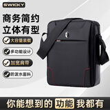 SWICKY单肩包男包斜挎包男士包帆布包商务休闲手提包新款潮挂包 黑色（可装11英寸平板）
