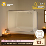 美朵嘉A类婴儿童防摔蚊帐床围栏1.8x2米家用拉链三开门浅灰【加密网眼】