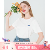 LAGOGO白色休闲纯棉百搭T恤女拉谷谷夏季新款正肩圆领短袖上衣 本白色(V1) XL