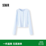 森马长袖t恤女提花刺绣纯棉蕾丝修身开衫109725101014