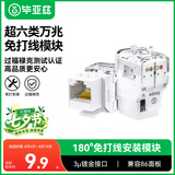 毕亚兹 超六类网络模块 万兆非屏蔽180°度免压打线CAT6.A 网口线RJ45水晶头插座86面板配套加厚镀金模块