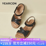 意尔康妈妈凉鞋女厚底牛皮中老年舒适不累脚软低女鞋 10986W 黑色 40