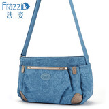Frazzil/法姿女包斜挎包新品多隔层休闲帆布小单肩包轻便防水百搭逛街包妈妈包 1431 花魂蓝1431