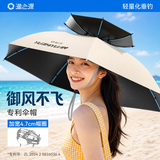 渔之源钓鱼伞帽 黑胶双层户外遮阳防晒0.82米 双骨双层【稳固更防晃】咖