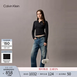 Calvin Klein【七夕礼物】休闲风单肩链条包包字母旋扣翻盖CK女包斜挎马鞍包