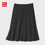 优衣库宽褶中裙女装/半身裙裙子488364 490693 488364/09黑色 2XL