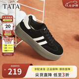 他她（TATA）复古板鞋女平底德训鞋阿甘休闲鞋 黑/白 40