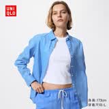 优衣库法国麻衬衫/长袖女装衬衣26春夏新款483868 65 宝蓝色 M