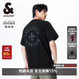 杰克·琼斯（JACK&JONES）26年男装春夏季重磅棉宽松复古哥特字母发泡印情侣短袖T恤男小众 黑色E40 常规 L 180