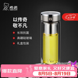 希诺抗菌双层玻璃杯2026新款茶水分离泡茶杯子男办公车载水杯XN-628L