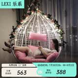 乐系（LEXI） 吊椅双人鸟巢秋千吊篮家用室内阳台吊兰户外吊床藤椅摇篮椅躺椅 单人白色细藤 静音款