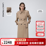 朗姿【朗姿羊毛Basic衣橱】复古中长款风衣外套法式大衣女秋季新款 深米色2 S