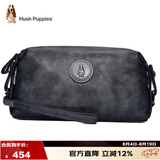 暇步士（Hush Puppies） 手拿包包牛皮大容量休闲商务男包银灰色送男朋友七夕礼物