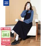 唐狮（TonLion）2025秋冬女圆领背心假两件长袖连衣裙