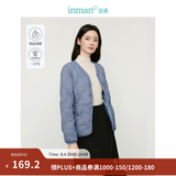 茵曼（INMAN）轻薄简约无领短款羽绒马甲女士2025新款可内搭可外穿薄款外套 雾霾蓝 L