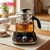 膳魔师（THERMOS）养生壶女一壶多用办公男玻璃烧水壶1.8L家用煮水果茶花茶熬药煮粥多功能耐高温电热水壶EHA-1316E 灰色 1.8L