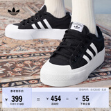 adidas NIZZA PLATFORM厚底增高运动帆布鞋女阿迪达斯三叶草 一号黑/白   35.5