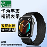 臣颂（CHENSONG）适用华为智能手表watch fit5Pro/5/3/fit4/4Pro表带金属磁吸表带 一体米兰尼斯运动腕带 黑