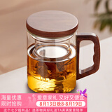 忆壶茶泡茶杯茶水分离杯水杯男士茶杯个人专用泡茶杯玻璃绿茶杯子 【特价冲量】400ML木语杯