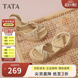 他她（TATA）黄圣依同款璀璨星空厚底凉鞋女外穿沙滩凉鞋CXT01BL6 杏色6 38
