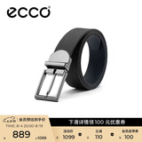 爱步（ECCO）商务休闲皮带 金属针扣腰带男9105892 黑色/午夜蓝120cm礼盒装
