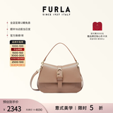 芙拉（FURLA）[七夕礼物]【明星同款】FLOW中号牛皮女士手提包单肩斜挎包女包 灰褐色