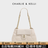 CHARLIE&KELLI女包2026新款包包锁扣菱格链条包单肩包通勤斜挎包小c&k生日礼物 白色