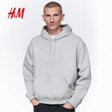 H&M男装女装卫衣落肩袖宽松落肩宽松卫衣户外红色连帽衫0970819 混浅灰色 M 175/100