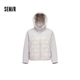 森马（Semir）羽绒服女冬季拼接防泼水90绒子轻薄宽松上衣连帽外套101725113053