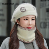 CYBER KITTEN兔毛帽子女冬季时尚毛线帽蓓蕾帽中老年妈妈保暖针织帽加厚贝雷帽 米色 均码 【只有帽子】