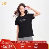 361°t恤衫女夏季新款潮流休闲宽松运动正肩上衣服短袖女装662629106-4