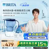 碧然德（BRITA）过滤净水器 家用滤水壶 净水壶 Marella 海洋系列 蓝色+多效滤芯12枚（含附件）