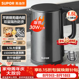 苏泊尔（SUPOR）电水壶 热水壶电热水壶1.5L小容量 304不锈钢双层防烫全钢无缝开水壶 SW-15J626