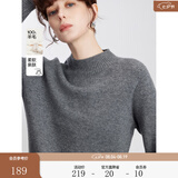 ELLE【100%绵羊毛】高领毛衣女2026春新款新年保暖内搭羊毛针织衫 浅灰（半高领升级版） M