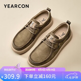 意尔康男鞋复古工装休闲皮鞋软底舒适袋鼠鞋 59102W 浅咖    40