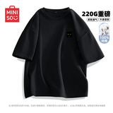 名创优品（MINISO）短袖t恤男士夏季新款重磅纯棉上衣服休闲宽松半袖体恤 黑 L