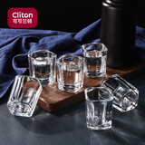 CLITON白酒杯加厚玻璃小烈酒杯家用洋酒威士忌酒杯一口杯四方杯6只装