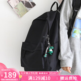 viney背包女双肩包男书包初中高中大学生旅行包小学生三到六年级电脑包时尚大容量简约轻便休闲旅游户外出游韩版运动黑色+恐龙挂件