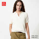 优衣库棉莫代尔混纺POLO领针织衫/短袖女装26春夏新款484607 01 乳白色 M