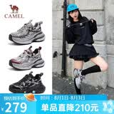 骆驼（CAMEL）银月户外复古老爹鞋厚底休闲鞋 L24A283742 灰/枪/黑 37