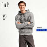 盖璞（GAP）男女装春款LOGO仿羊羔绒宽松连帽衫卫衣美版789781 灰色 L 美码  XL亚洲码185/104A