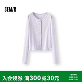 森马长袖t恤女提花刺绣纯棉蕾丝修身开衫109725101014