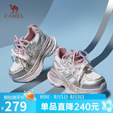 骆驼（CAMEL）银月户外老爹鞋厚底休闲鞋L24A283742G 米/金/粉(女款内增高) 37