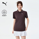 彪马PUMA 吸湿速干修身短袖Polo衫男女商务黑色运动上衣528700 L