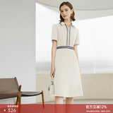 颜域（YANYEE）短袖通勤拉链衬衫裙子连衣裙女2026年夏季新款收腰显瘦中长裙 浅杏 XL/42
