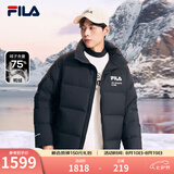 斐乐（FILA） 官方羽绒服情侣款冬季休闲运动连帽长袖印花保暖外套男女装上衣 正黑色-BK 2XL 185/104A