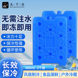 九千谷冰晶盒 空调扇制冷冰盒冰板 可循环反复使用冰砖蓝冰 母乳医药食品保鲜冷藏运输自制冰块 600ml 2个装