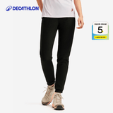 迪卡侬（DECATHLON）抓绒裤户外秋冬男女保暖裤内胆绒裤运动加绒秋裤直筒裤裤子 女款-黑色New S